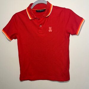 Psycho Bunny Red Polo with Orange Highlights